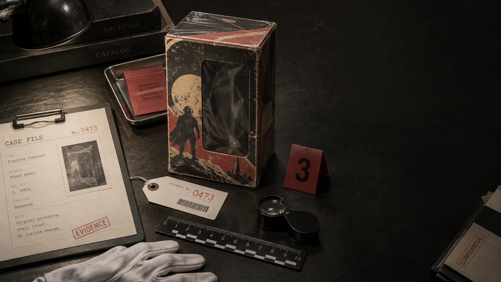 Collectible case file evidence table